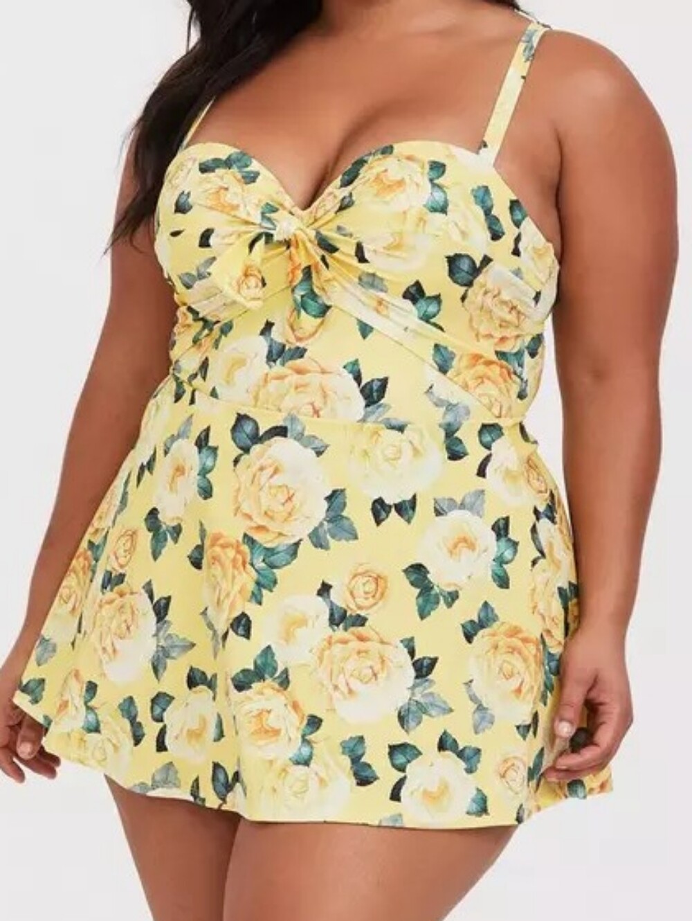 TORRID Yellow Floral Underwire One-Piece Swim Dress size 1 Equal To 14 16 - Picture 3 of 12